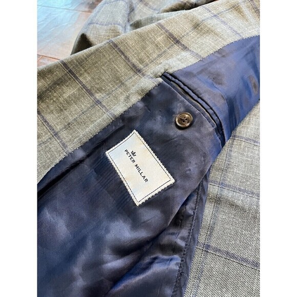Peter Millar Mens Sport Coat Green Blue Plaid READ BELOW - Picture 4 of 7